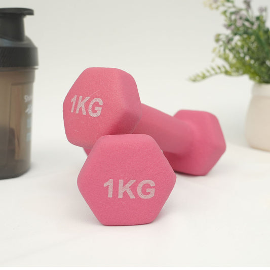 Pink 1 kg exercise dumbells for women (pair)