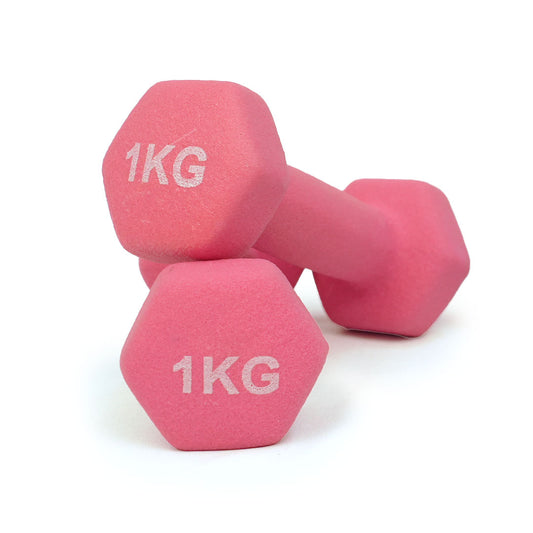Pink 1 kg exercise dumbells for women (pair)